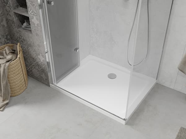 Mexen Lima vikbar duschkabin 70 x 80 cm, transparent, krom + Flat duschkar - 856-070-080-01-00-4010
