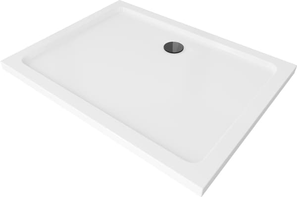 Mexen Flat rektangulär duschkar slim 100 x 90 cm, vit, svart avlopp - 40109010B