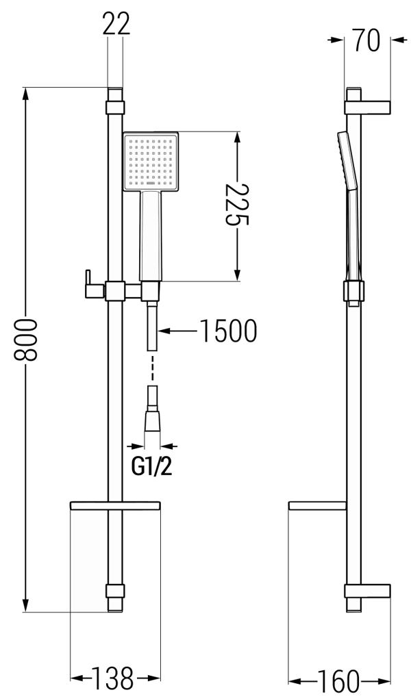Mexen Libra DQ45 badekar sæt, sort - 745113DQ45-70