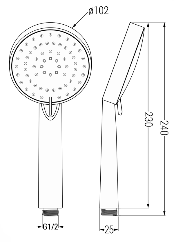 Mexen R-75 3-funktions bruserhoved, sort - 79575-70