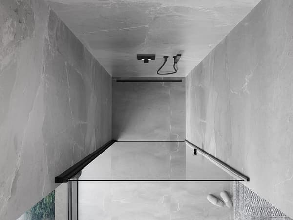 Mexen Mist-B svingbare brusedøre 95 cm, transparent, sort - 8A2-095-000-70-00