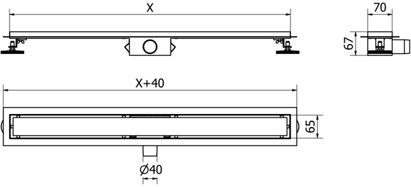 Mexen Flat M13 lineær afløb 2i1 60 cm, sort - 1710060-15