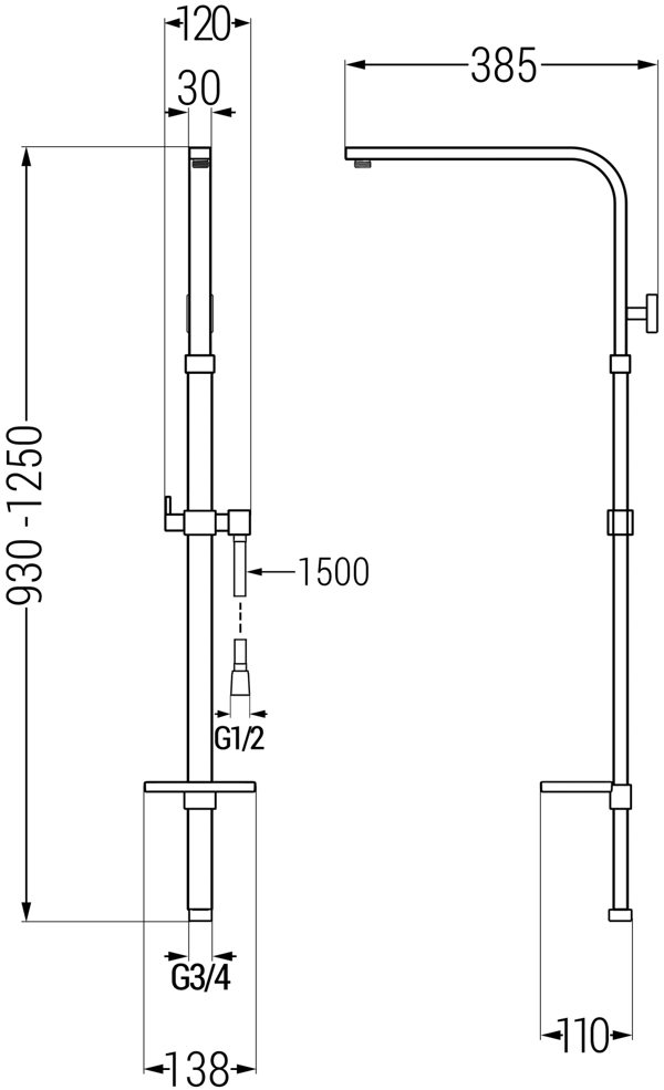 Mexen Q bruserstang, krom - 79395-00