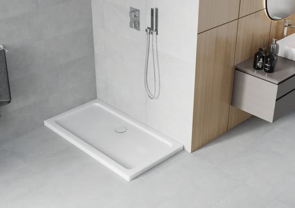 Mexen Flat slim rektangulär duschkar 120 x 70 cm, vit, kromavlopp - 40107012