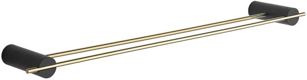 Mexen Aron dobbelt håndklædeholder, sort/guld - 7088125-57