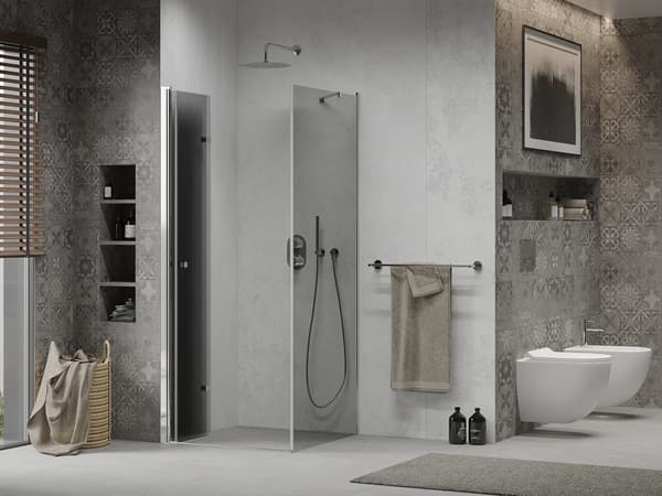 Mexen Lima fällbar duschkabin 80 x 80 cm, grafit, krom - 856-080-080-01-40