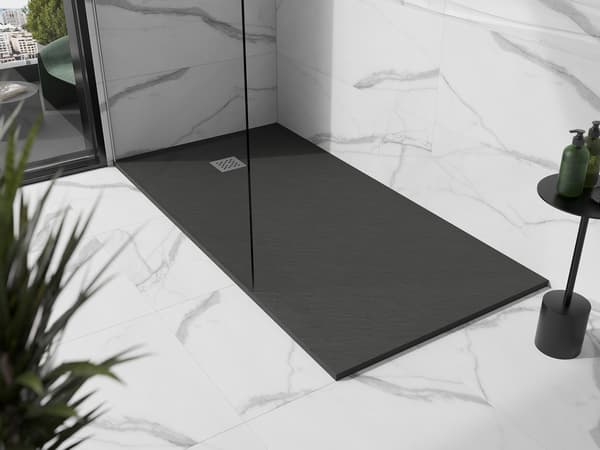 Mexen Stone+ rektangulær kompositbruser 200 x 90 cm, antracit - 44719020