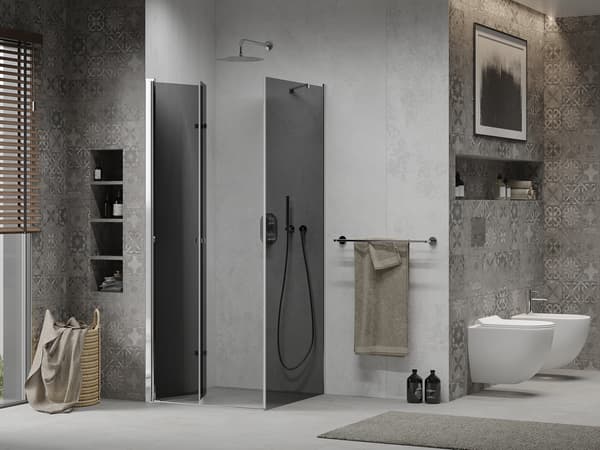 Mexen Lima fällbar duschkabin 80 x 80 cm, grafit, krom - 856-080-080-01-40