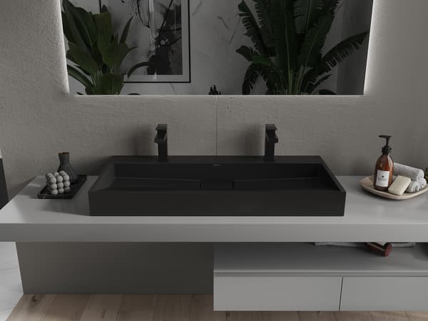 Mexen Ava vask til bordplade af komposit 2/O 100 x 46 cm, sort - 23011072
