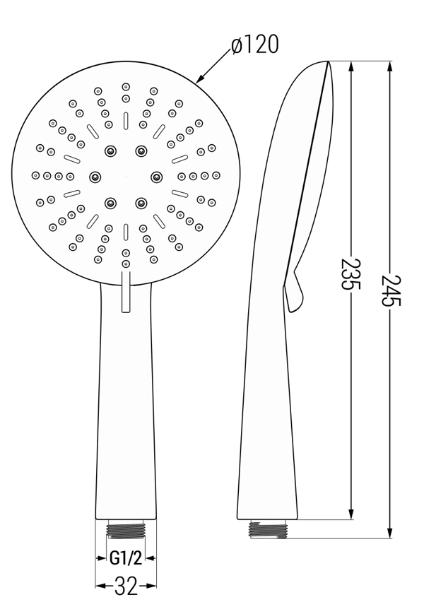 Mexen R-67 3-funktionel håndbruser, sort - 79567-70