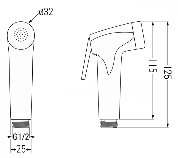 Mexen R-76 bidet håndbruser, sort - 79576-70
