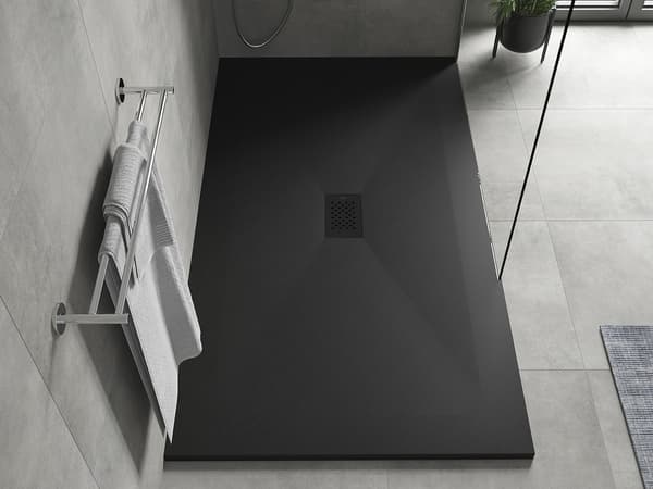 Mexen Hugo rektangulær bundkar SMC 180 x 100 cm, sort, sort dækplade - 42701018-B