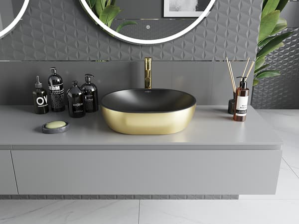 Mexen Viki bordpladevask 48 x 35 cm, sort mat/guld - 21054876