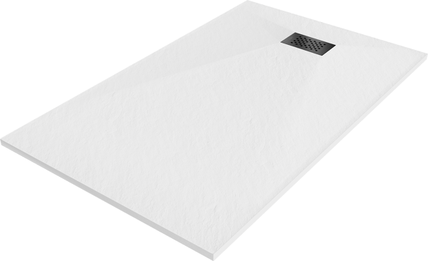Mexen Hugo rektangulær SMC-bruserbakke 140 x 90 cm, hvid, sort dæksel - 42109014-B
