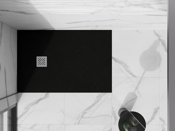 Mexen Stone+ rektangulær kompositbruserbakke 100 x 70 cm, sort - 44707010