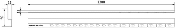 Mexen Line-B frontpanel til bruseniche 130 cm, inox - 181003130U