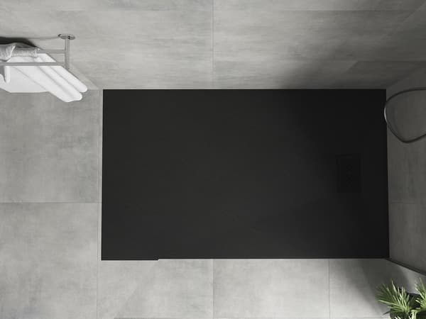 Mexen Hugo rektangulær SMC-bruserbakke 140 x 70 cm, sort, sort dækplade - 42707014-B