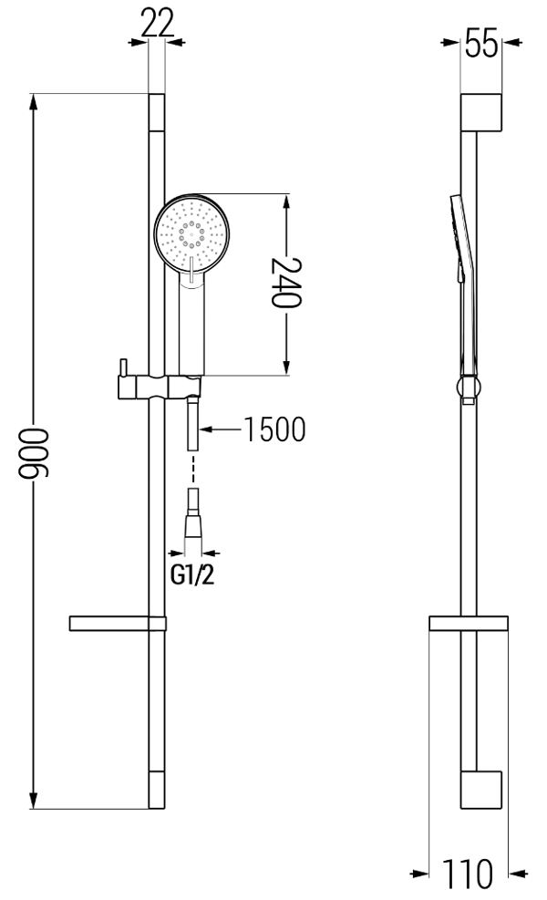 Mexen Alexa DS40 brusesæt, krom - 71204DS40-00