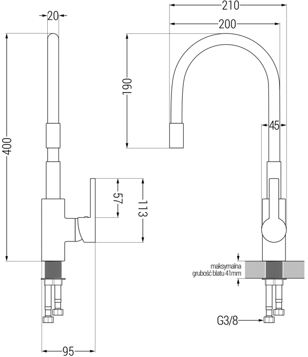Mexen Flex köksblandare, krom/grå - 670900-06