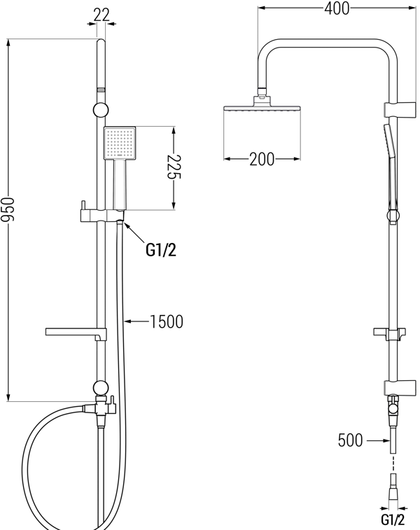 Mexen X45 bruserkolonne, krom - 798454591-00