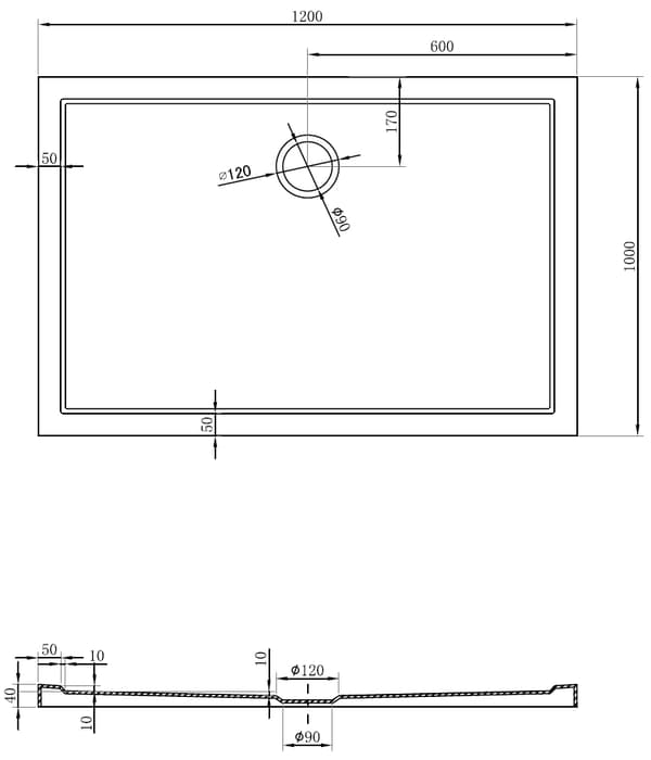 Mexen Flow rektangulär slim duschkar 120 x 100 cm, vit glans - 46R101012