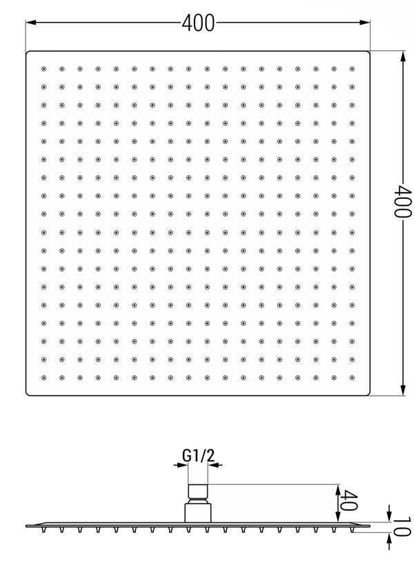 Mexen Slim regnbruser 40 x 40 cm, sort - 79140-70