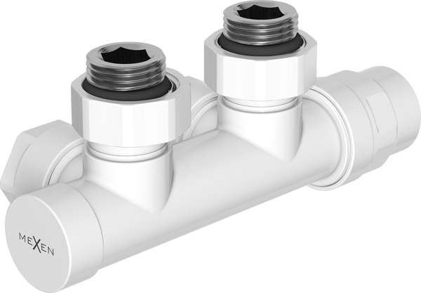 Mexen Uni-Term vinkelradiatorventil, Duplex, DN50, vit - W907-000-20