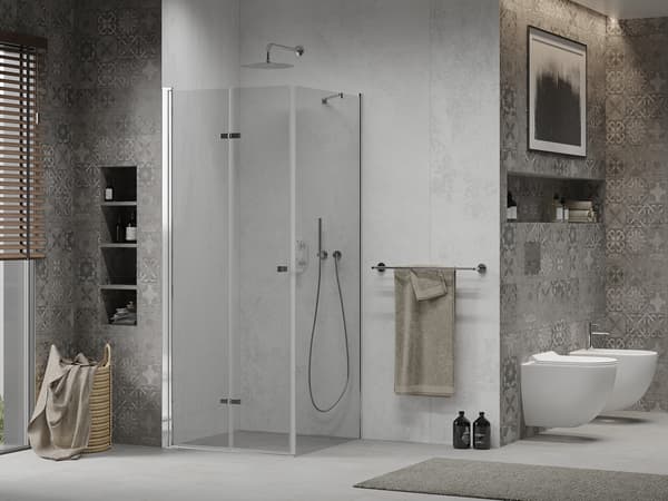 Mexen Lima vikduschkabin 80 x 80 cm, transparent, krom - 856-080-080-01-00