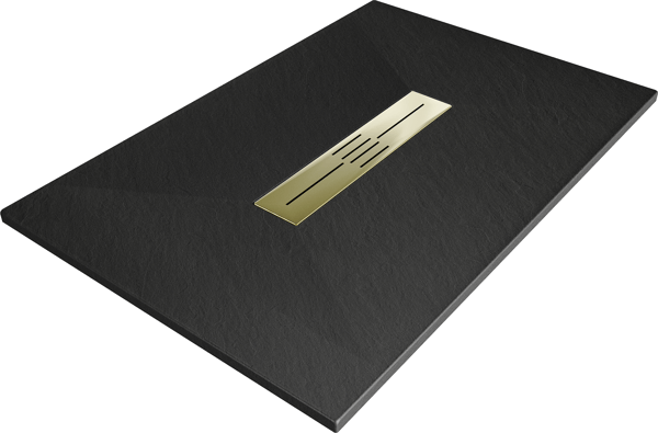 Mexen Toro rektangulær brusekar SMC 100 x 90 cm, sort, dækker guld - 43709010-G