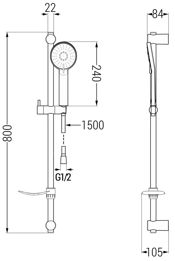 Mexen Milo DF40 duschset, krom - 713154DF40-00