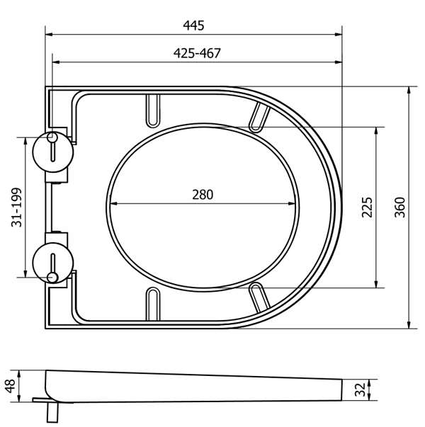 Mexen hårt långsamt stängande lock, duroplast, vit glans - 39020100