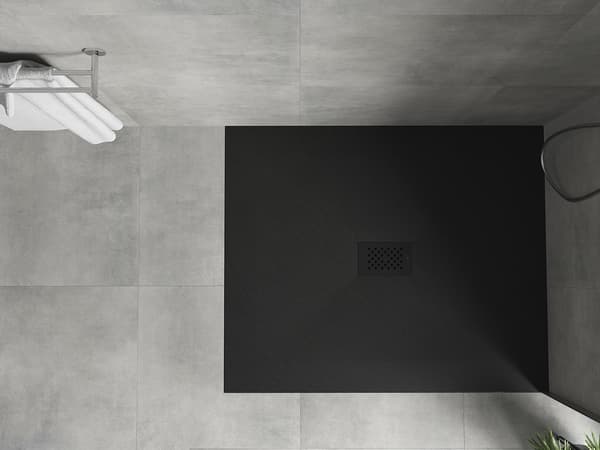 Mexen Hugo rektangulær brusekar SMC 120 x 100 cm, sort, sort dækplade - 42701012-B