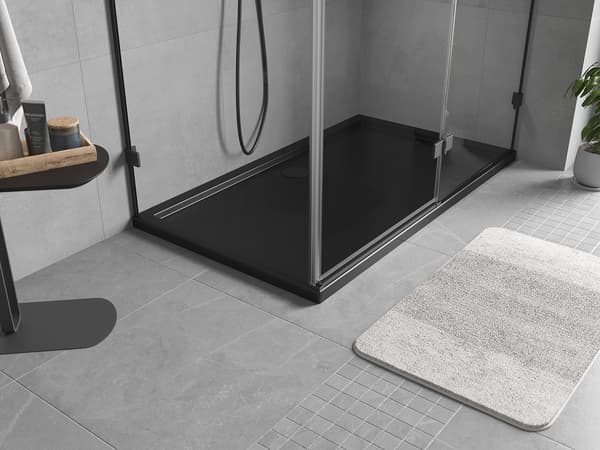 Mexen Flow rektangulær slim bruserbakke 140 x 85 cm, sort mat - 46R708514