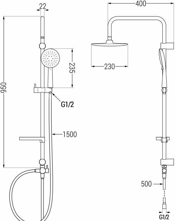 Mexen X67 bruserkolonne, krom/hvid - 798676791-00