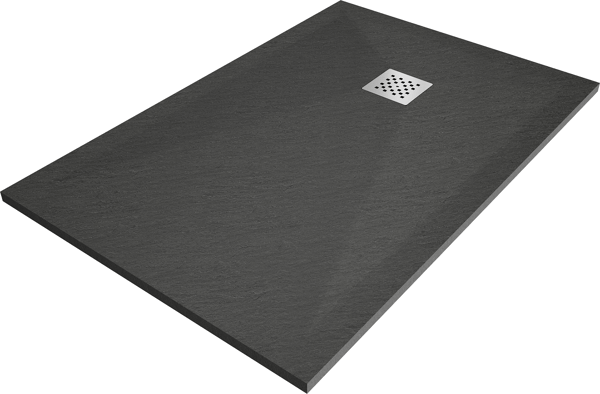 Mexen Stone+ rektangulær kompositbruser 140 x 90 cm, antracit - 44719014