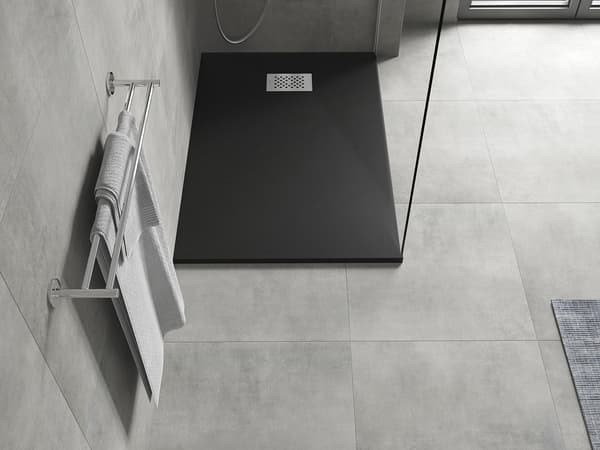 Mexen Hugo rektangulær SMC bruserbakke 90 x 70 cm, sort, inox dække - 42707090-X