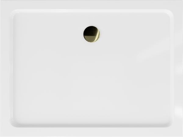 Mexen Flat slim rektangulär duschkar 100 x 80 cm, vit, guldavlopp - 40108010G