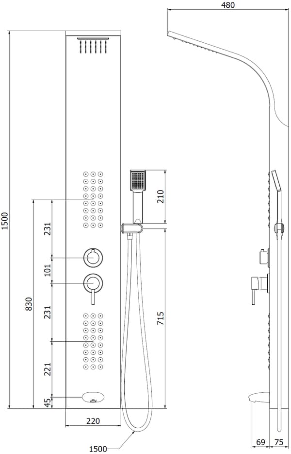 Mexen Ardo bruserpanel med tud, sort - 7617-04-70