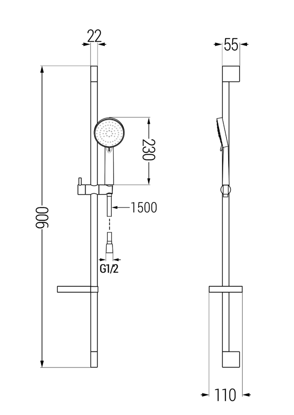 Mexen Pecos DS75 badkarsset, krom - 72713DS75-00