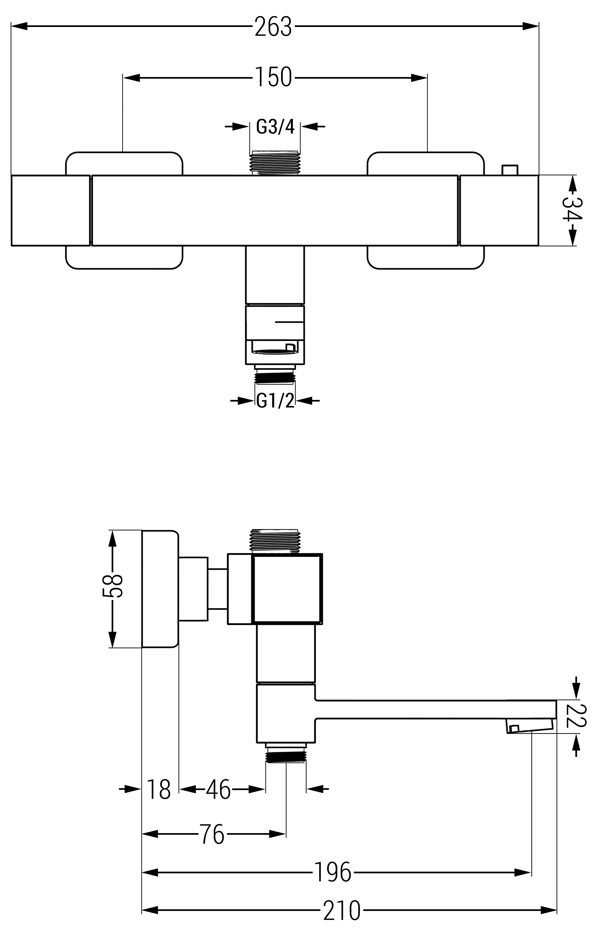 Mexen Cube termostatisk badkar-duschblandare, vit - 77910-20