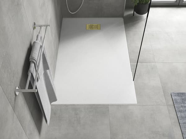 Mexen Hugo rektangulär SMC-duschbricka 150 x 90 cm, vit, gulddiffusor - 42109015-G