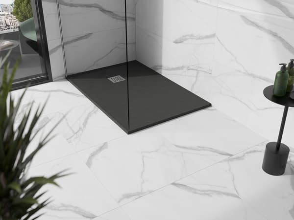 Mexen Stone+ rektangulær kompositbruserbakke 90 x 70 cm, antracit - 44717090