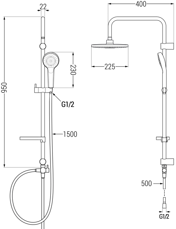 Mexen X05 bruserkolonne, sort - 798050591-70