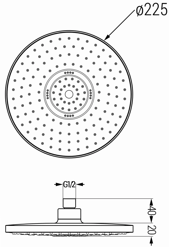 Mexen D-05 regndusch 22 cm, guld/vit - 79705-50
