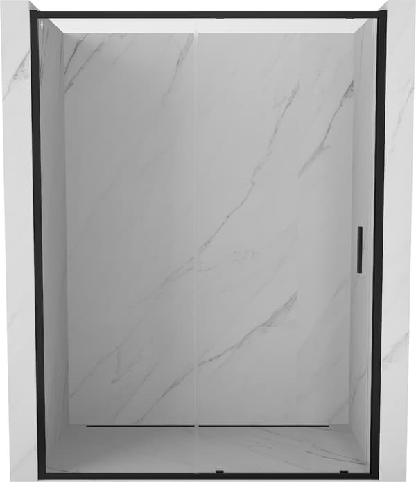Mexen Exo skydedør til brusekabine 130 cm, transparent, sort - 8151-130-000-70-00