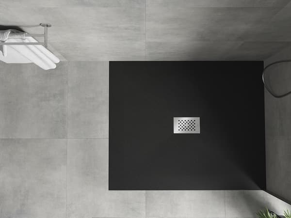 Mexen Hugo rektangulær brusekar SMC 140 x 100 cm, sort, inox dækning - 42701014-X