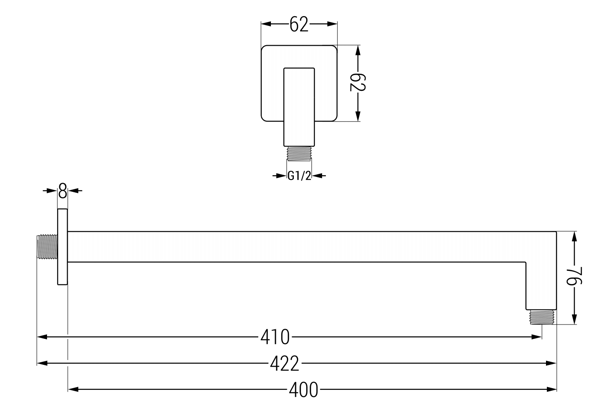 Mexen väggmonterad duscharm 40 cm krom - 79114-00