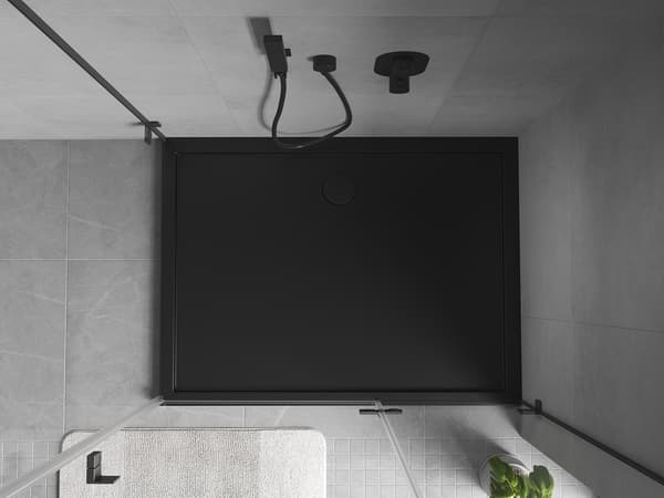 Mexen Flow rektangulær slim bruser 90 x 70 cm, sort mat - 46R707090