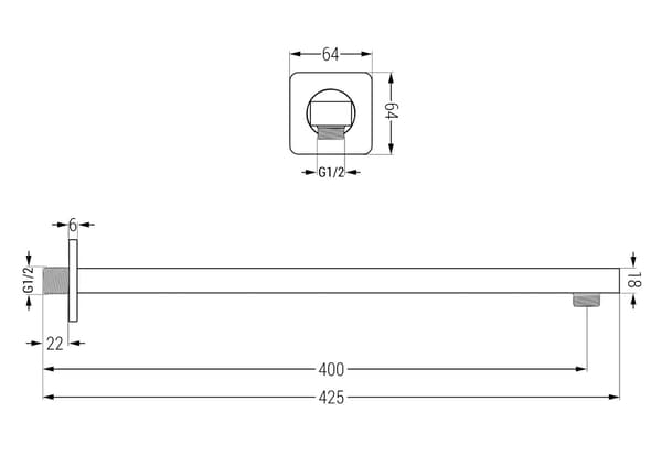 Mexen väggmonterad duscharm 40 cm krom - 79112-00