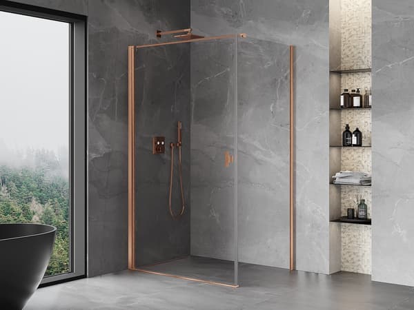 Mexen Mist-B vikdusch 80 x 100 cm, transparent, borstad koppar - 8A2T-080-100-65-00